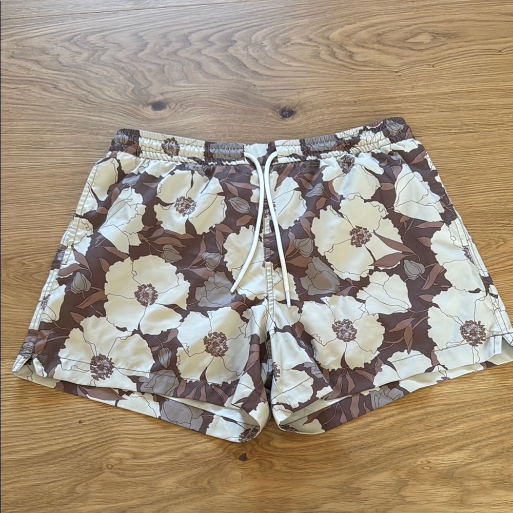 Floral Brown Swim Trunk